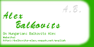 alex balkovits business card